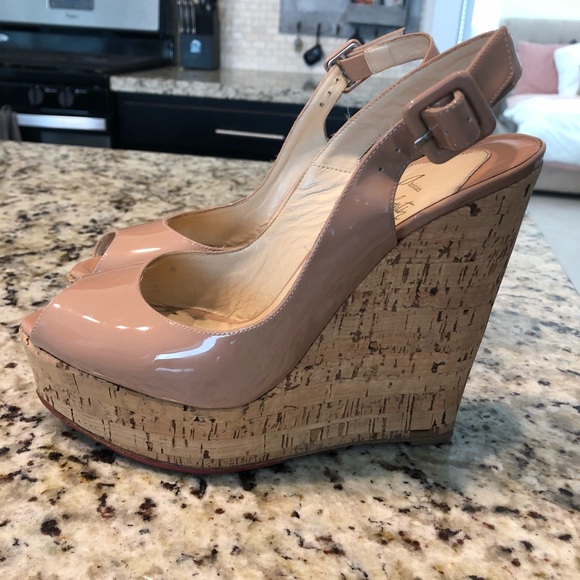 Nude Christian Louboutin Wedges 